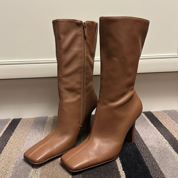 Brown Square Toe Boots - Picture 2 of 5